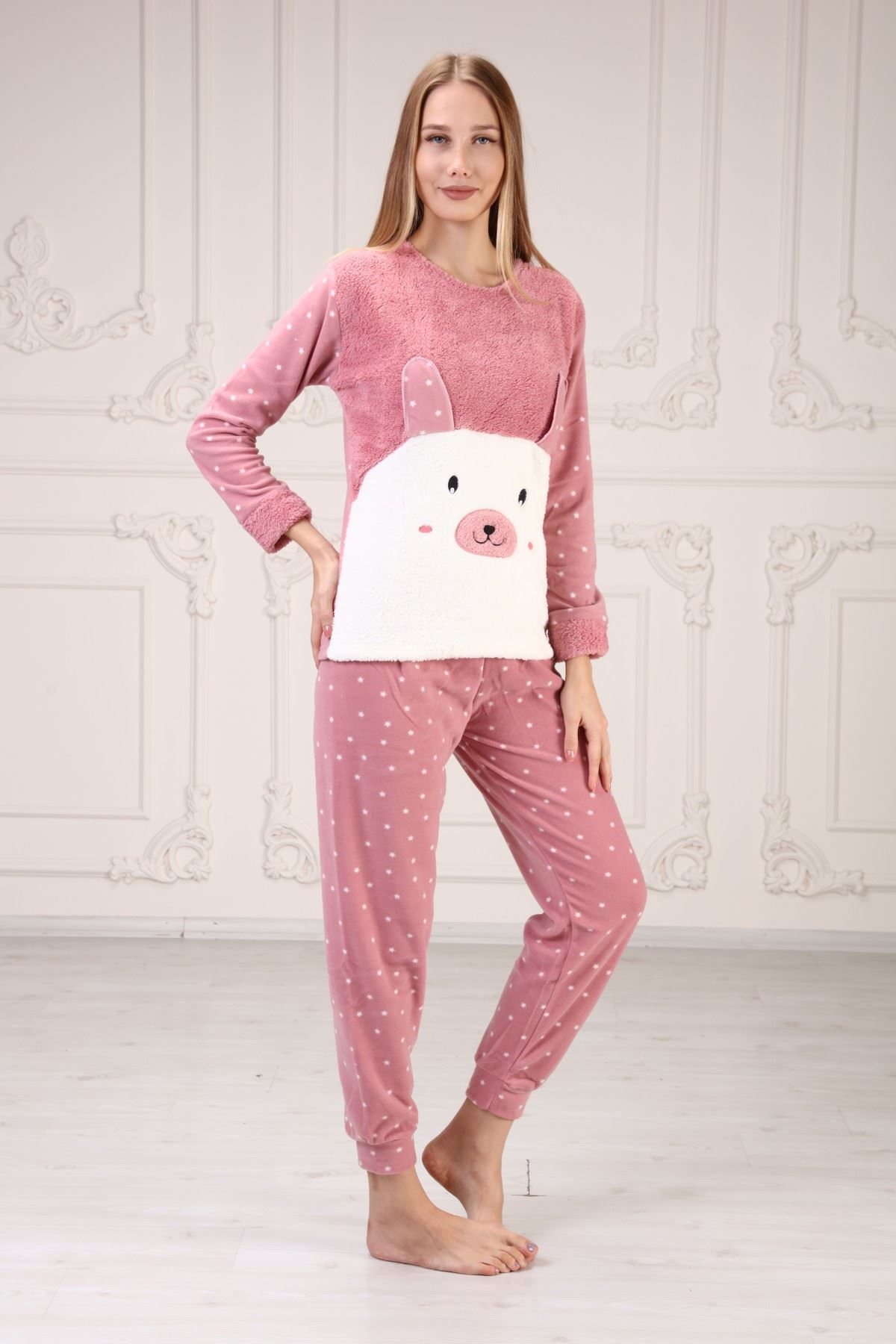 Göz Bantlı Polar Pijama Takım