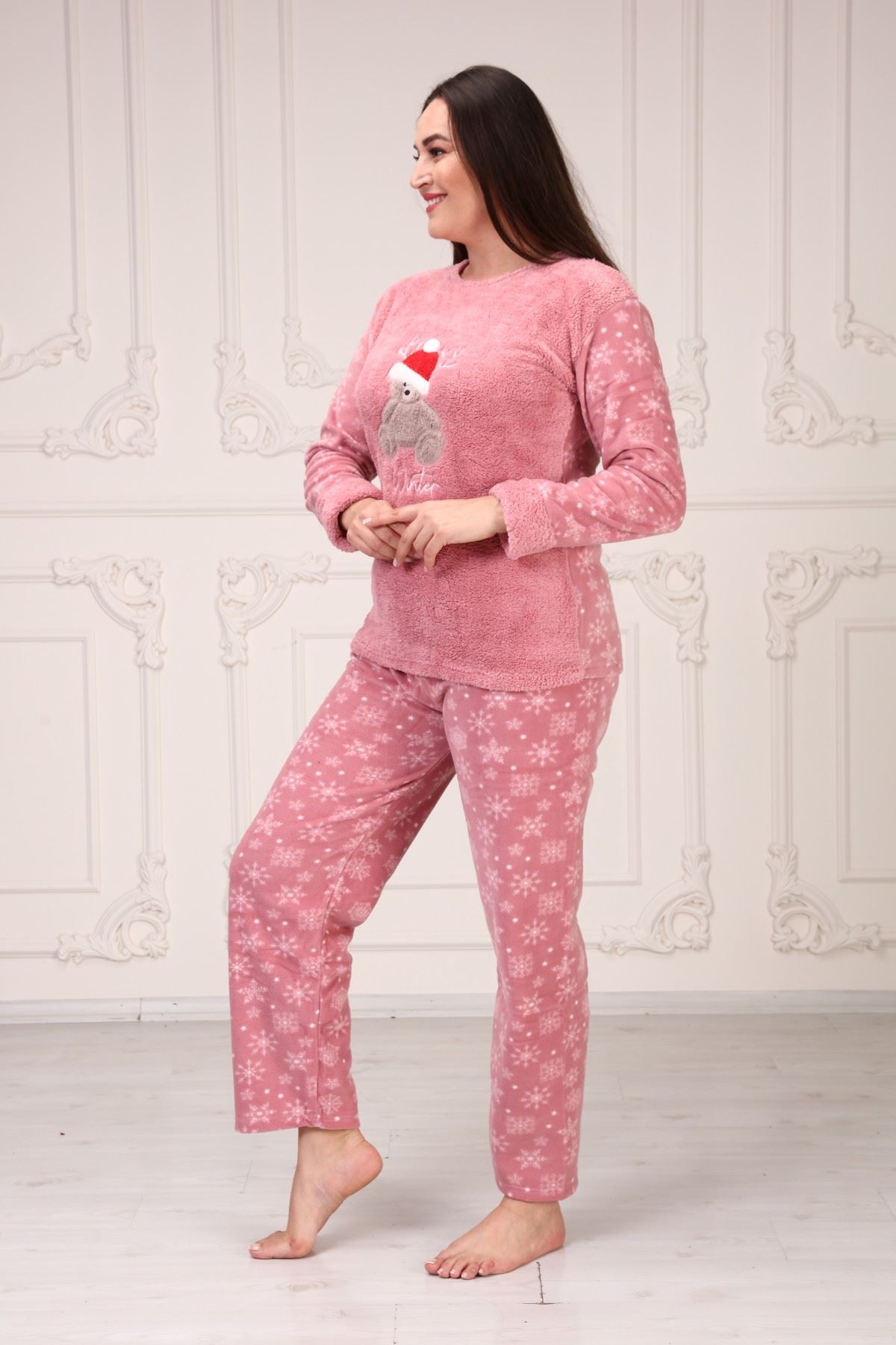 Baskılı Kadın Polar Pijama Takım