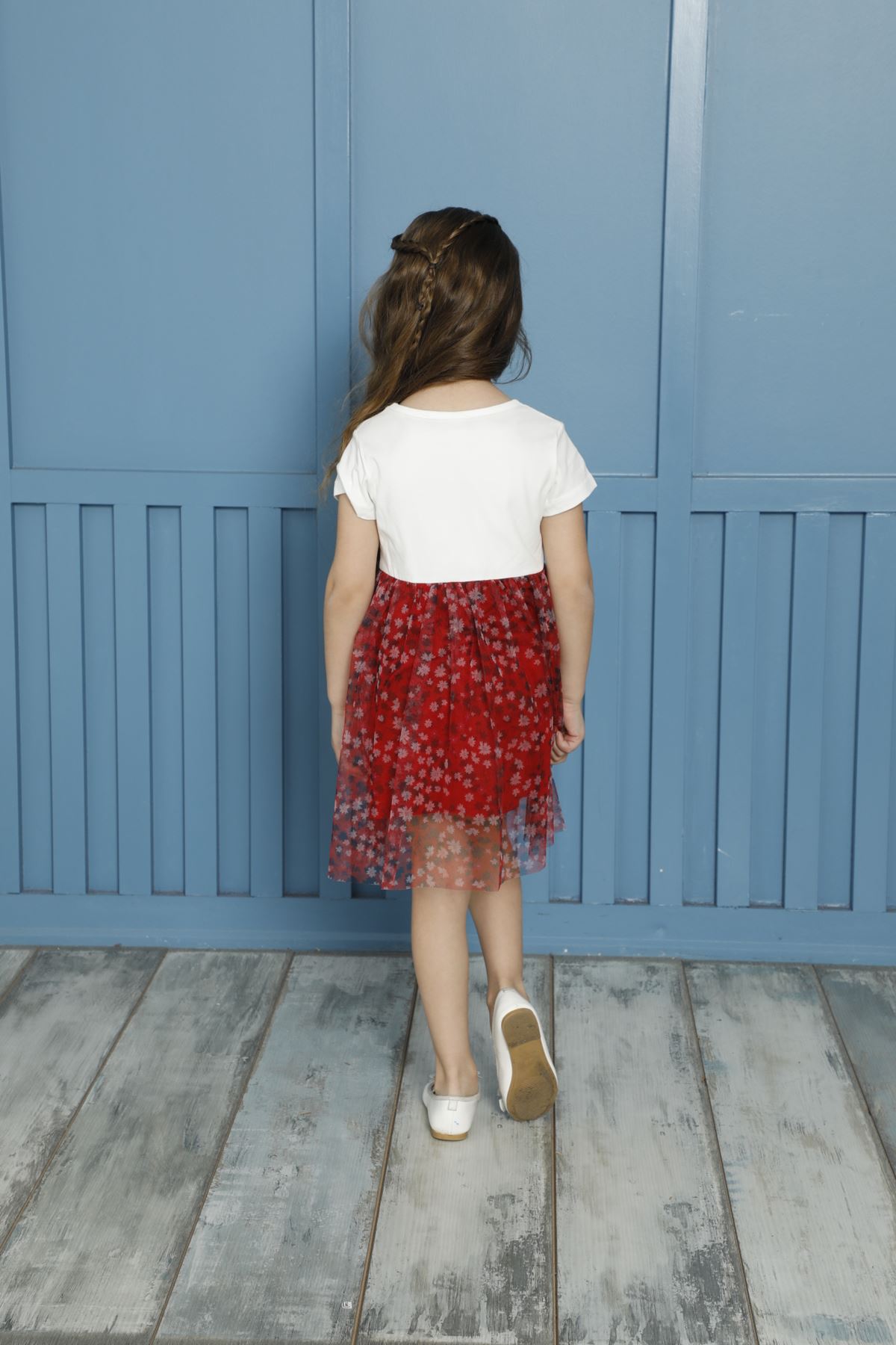 Dijital Baskılı Tül Kız Çocuk Elbise
