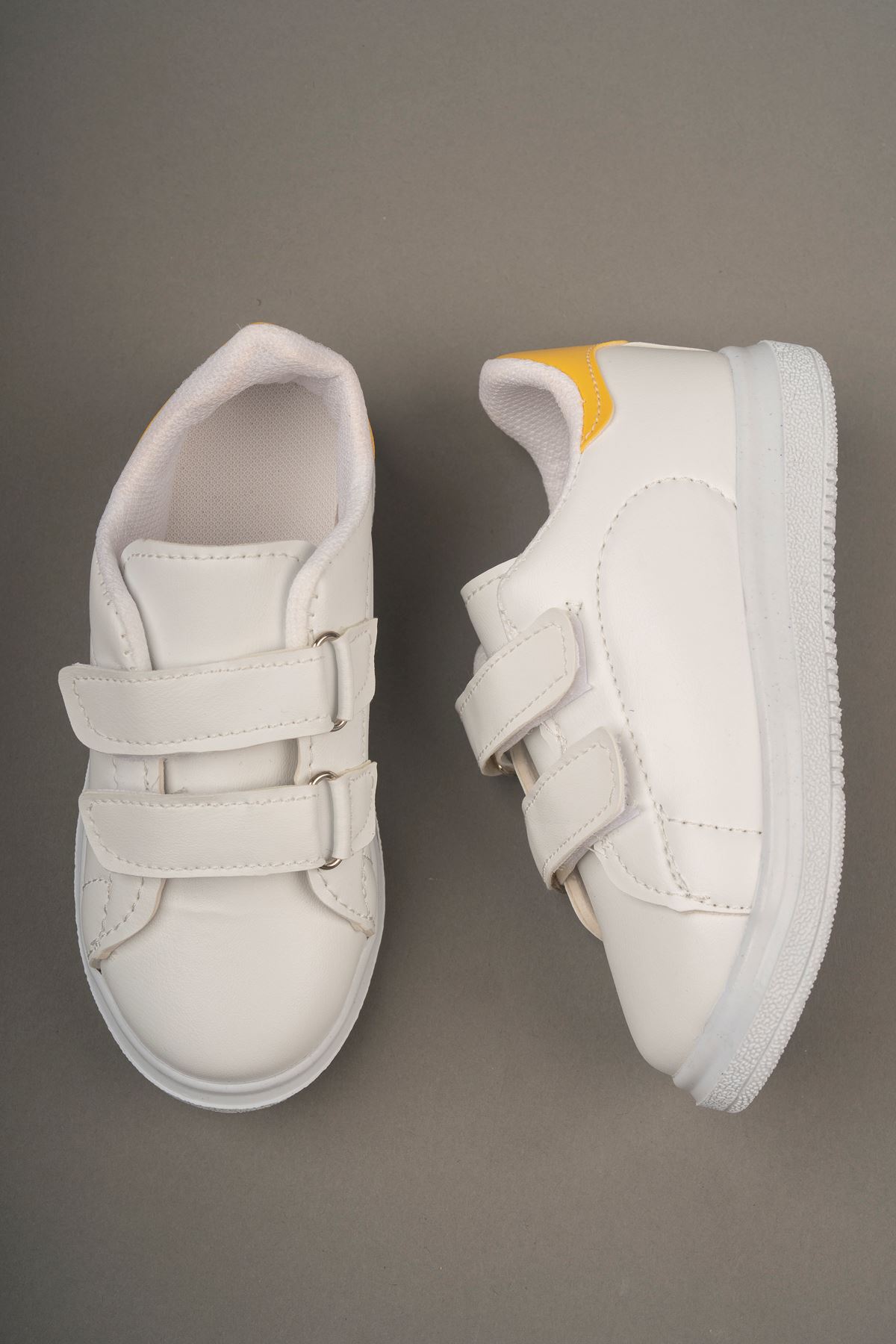 Beyaz Garnisi Sarı Çocuk Ayakkabı