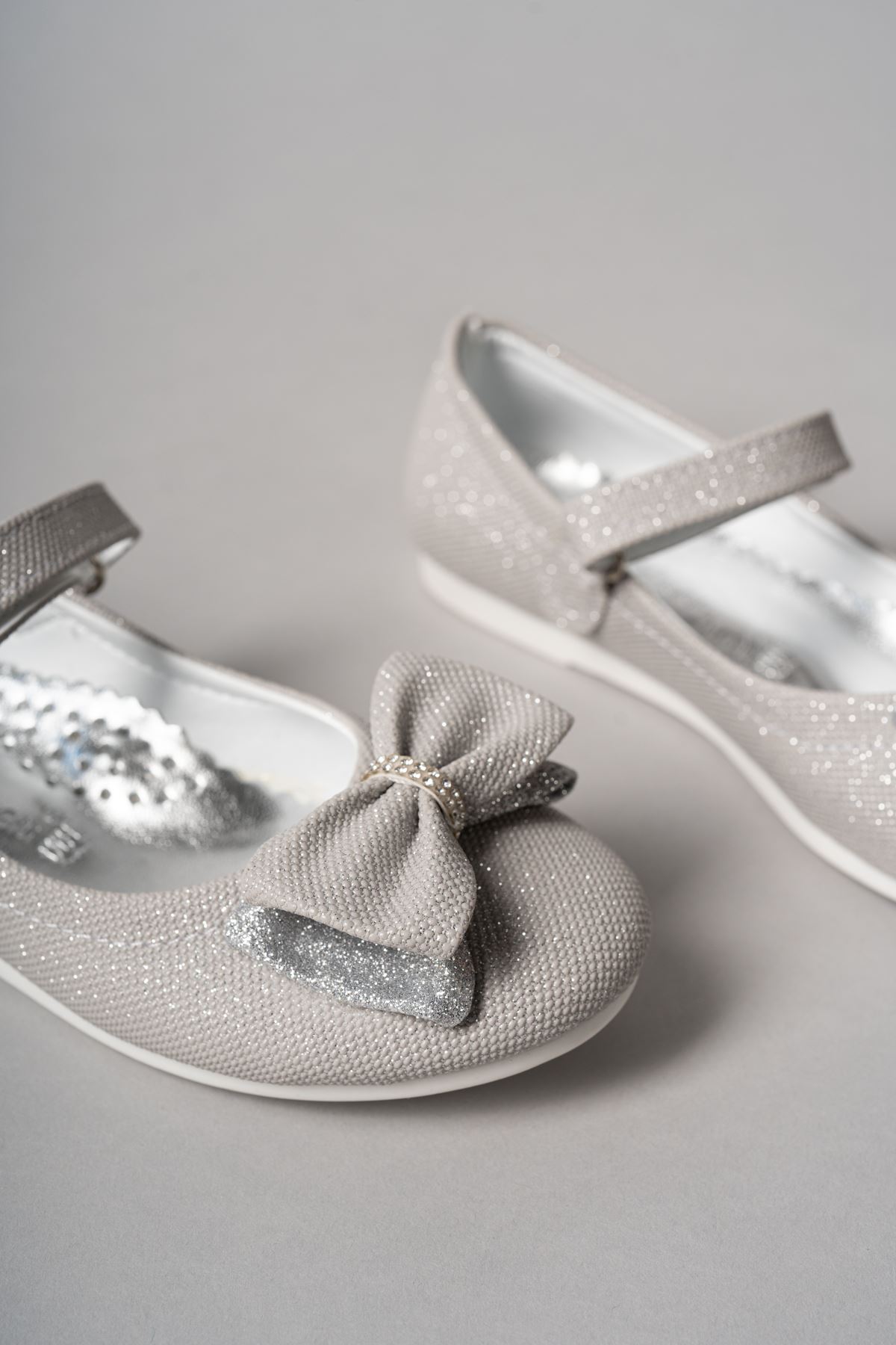 Boğma Fiyonk Gümüş Star Kız Bebe Ayakkabı