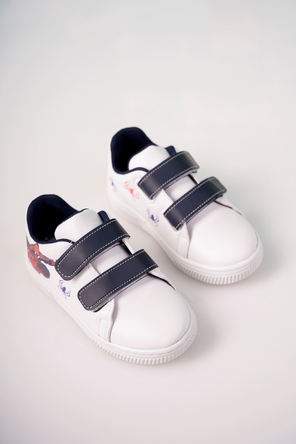 Cırtlı Lacivert Baskılı Beyaz Bebe Ayakkabı