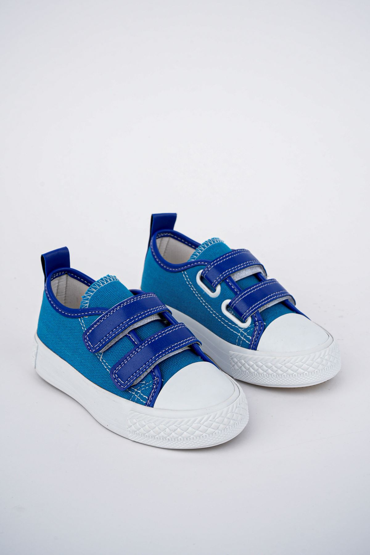 Çift Cırtlı Mavi Çocuk Ayakkabı