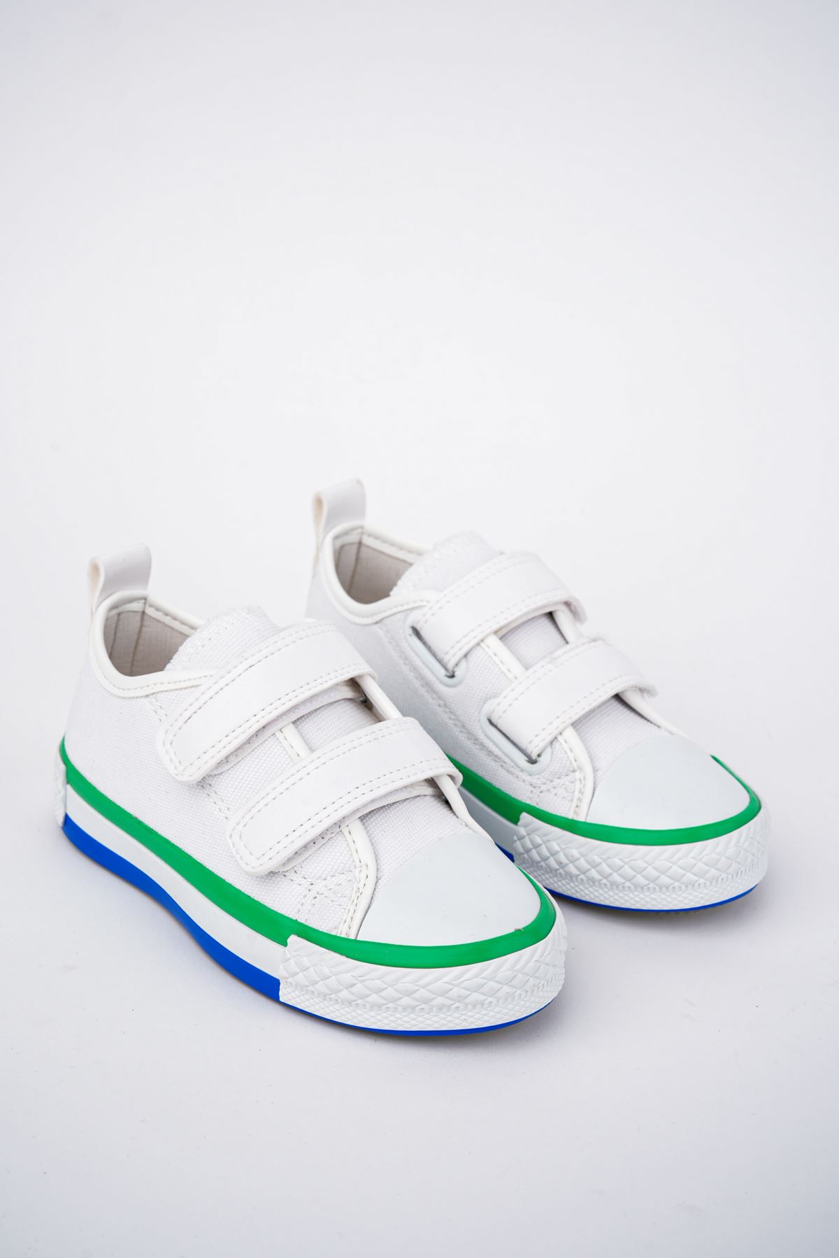 Çift Cırtlı Beyaz Çocuk Ayakkabı