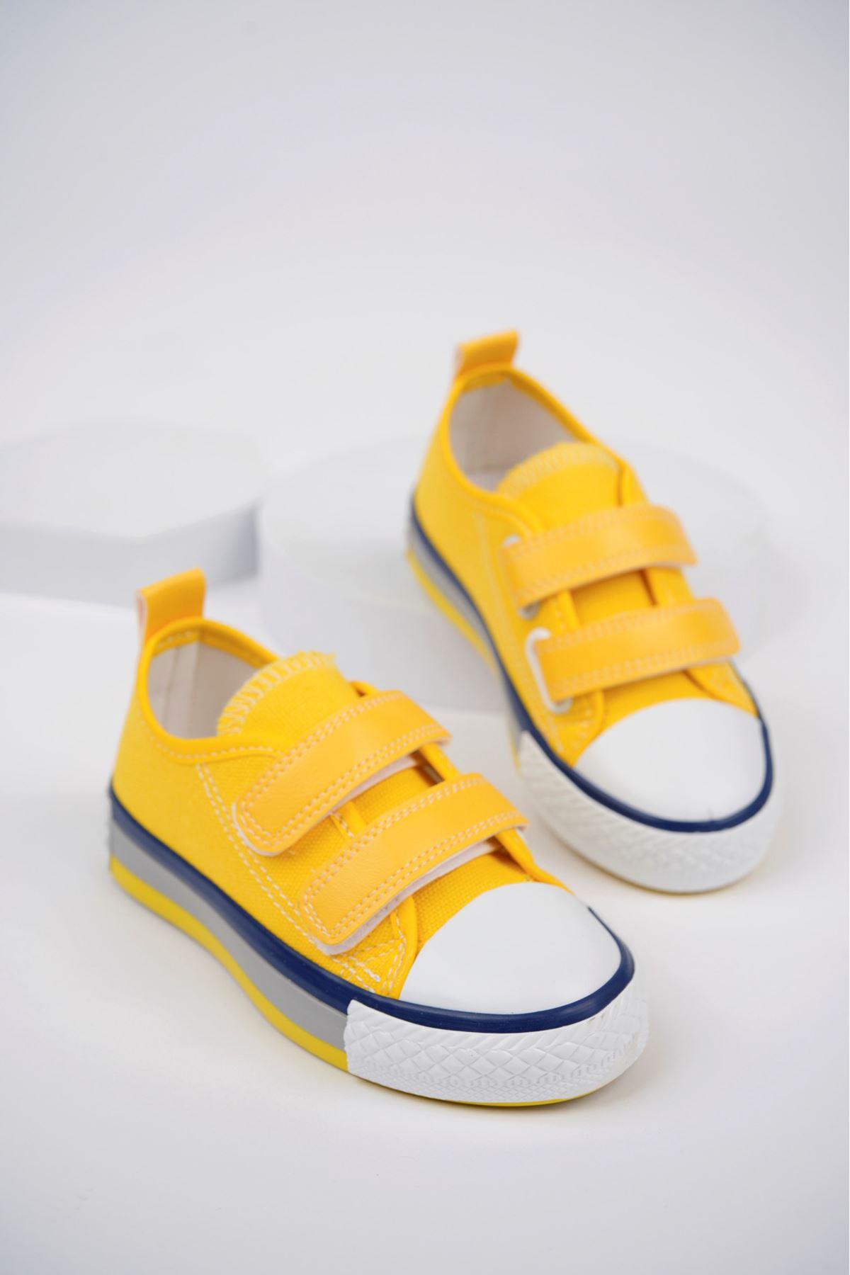 Işıklı Çift Cırtlı Sarı Çocuk Ayakkabı