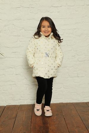 Kapşonlu İçi Polar Kar Tanesi Baskılı Şişme Mont