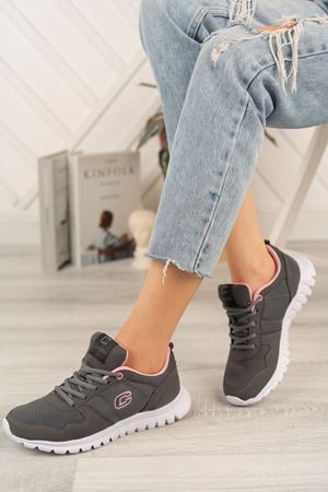 Bağcıklı Fileli Füme Kadın Spor Ayakkabı