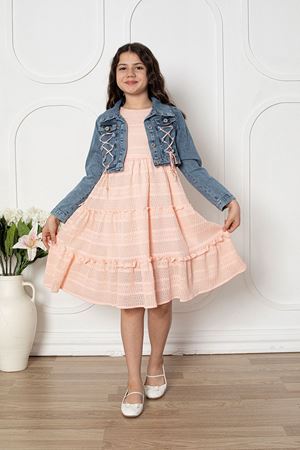 Kot Ceketli Kız Çocuk Elbise