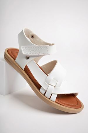 Termo Taban Biyeli Beyaz Çocuk Sandalet