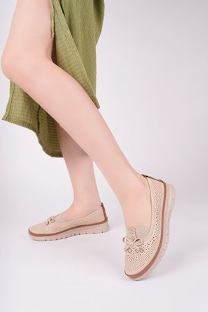 Dolgu Topuk Ortopedik Bej Kadın Ayakkabı