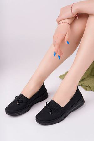 Dolgu Topuk Ortopedik Siyah Kadın Ayakkabı