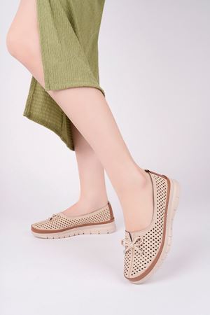 Dolgu Topuk Ortopedik Bej Kadın Ayakkabı