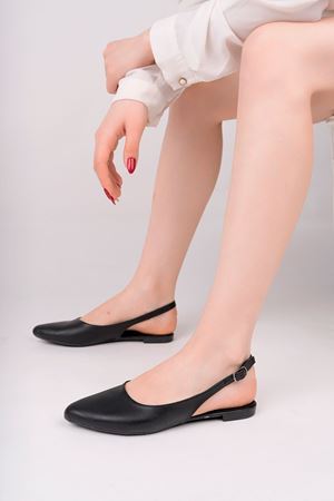 Arka Açık Siyah Kadın Ayakkabı