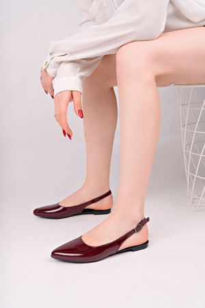 Arka Açık Bordo Kadın Ayakkabı