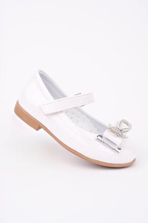 Beyaz Rugan Kız Bebe Ayakkabı