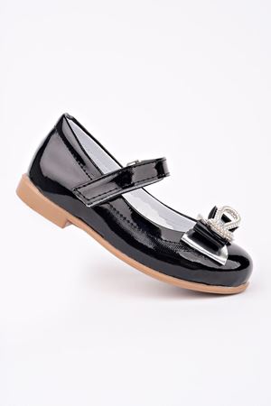 Siyah Rugan Kız Bebe Ayakkabı