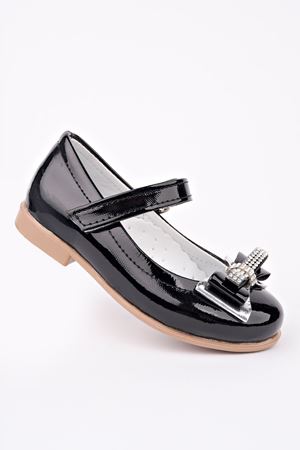 Siyah Rugan Kız Bebe Ayakkabı