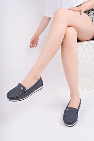 Dolgu Topuk Kelebekli Lacivert Kot Ayakkabı