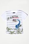 Baskılı Papağan Nakışlı Erkek Çocuk T-Shirt