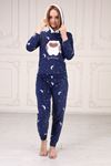 Kapşonlu Baskılı Polar Pijama Takım