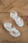 Termo Taban Yaprak Model Beyaz Kız Bebe Sandalet