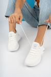 Fileli Bağcıklı Beyaz Spor Kadın Spor Ayakkabı
