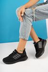 Fileli Siyah Garnisi Füme Kadın Spor Ayakkabı