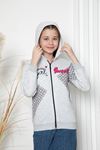 Baskılı Fermuarlı Kız Çocuk Sweat