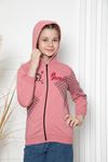 Baskılı Fermuarlı Kız Çocuk Sweat