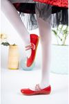 Çatal Baretli Kırmızı Kız Çocuk Ayakkabı