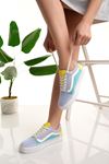 Bağcıklı Lila Sarı Garnili Kadın Spor Ayakkabı