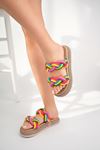 Dolgu Taban Halatlı Vizon Renkli Garnili Kadın Ayakkabı
